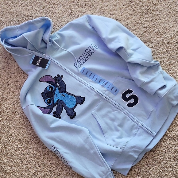 STITCH Disney full zip sweatshirt, hoodie, blue, large - Picture 8 of 16